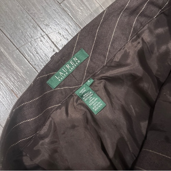 Lauren Ralph Lauren Women's Brown Pinstripe Pants - Picture 4 of 5